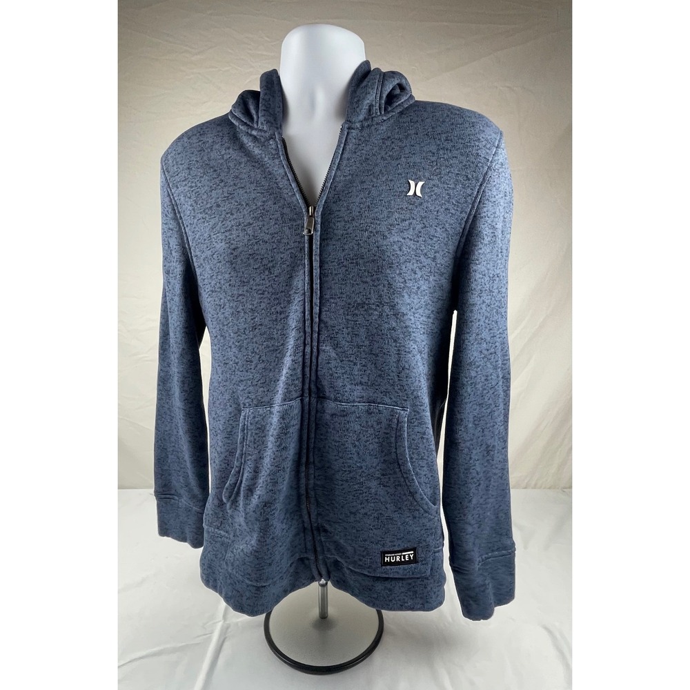 Hurley Mens Blue Marl Sherpa Lined Full Zip Hoodie Sweatshirt Logo Size S